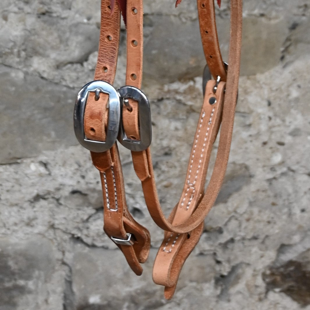 Knotted Browband Headstall with Stainless Steel Quick Change Buckles view of headstall buckles