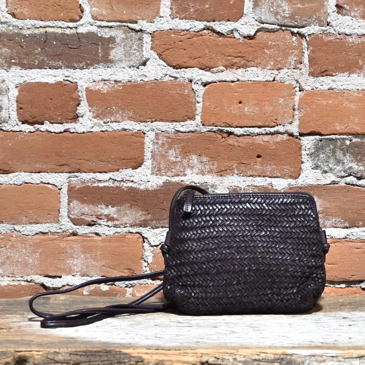 Latico Limited Edition Hope Woven Crossbody with Zipper Closure in Aubergine view of front