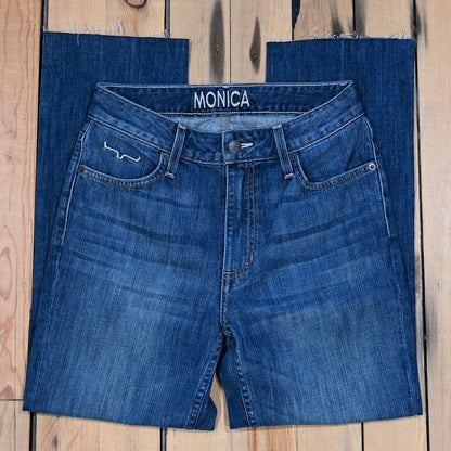 Kimes Ranch Monica Cropped Jeans in mid wash denim with high-rise cropped straight leg fit