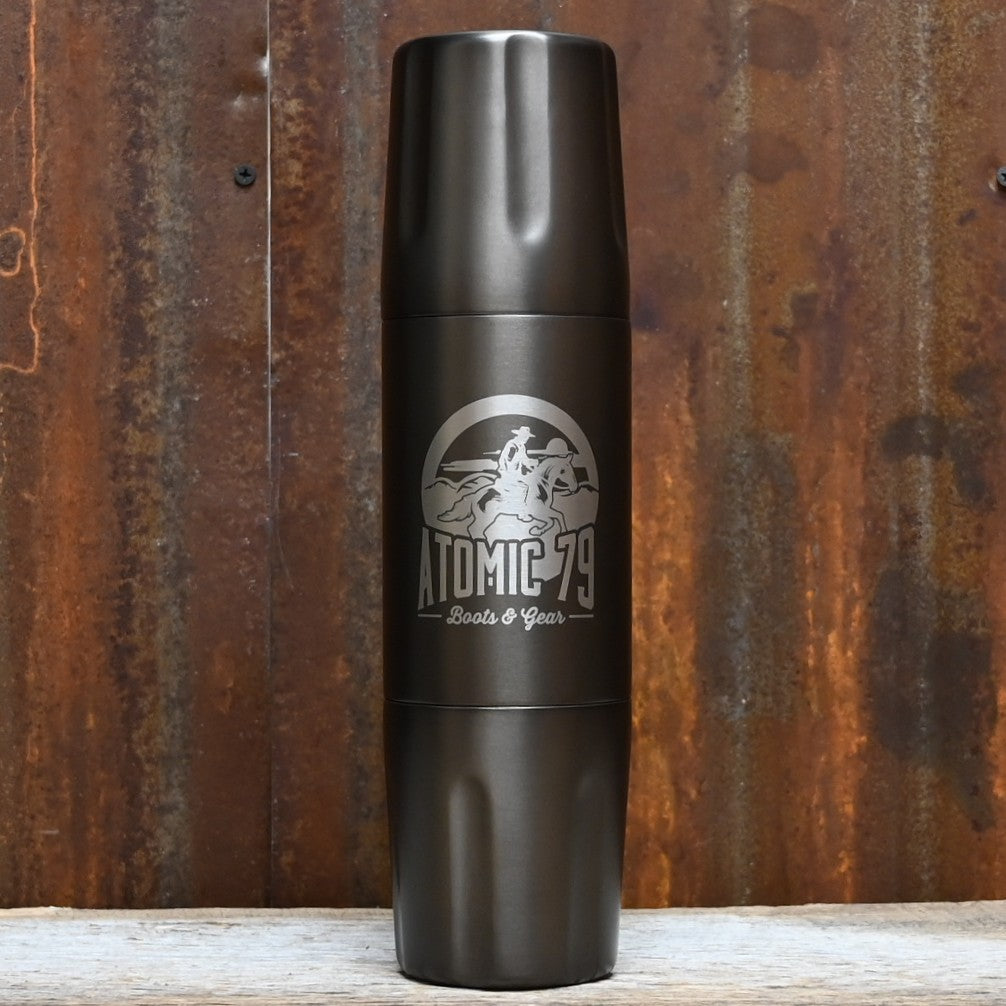 High Camp Firelight Flask Gunmetal 750ml with magnetic tumblers and matte finish