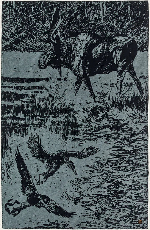 Filson cotton blanket balsam green marshlands woven pattern 100% cotton throw