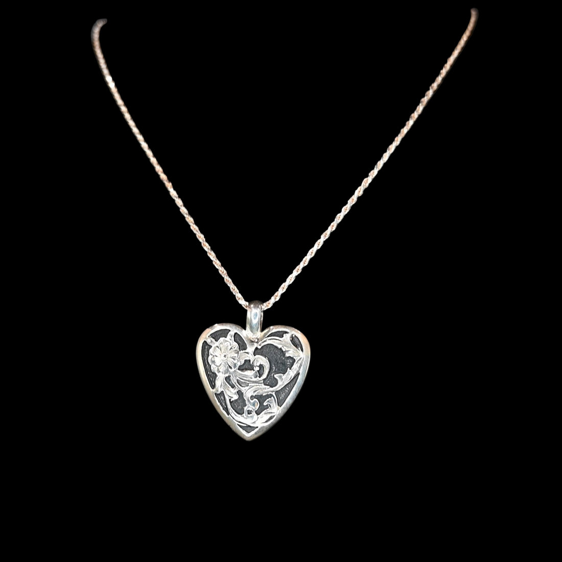 Vogt Silversmiths Lydia pendant sterling silver filigree with oxidized background
