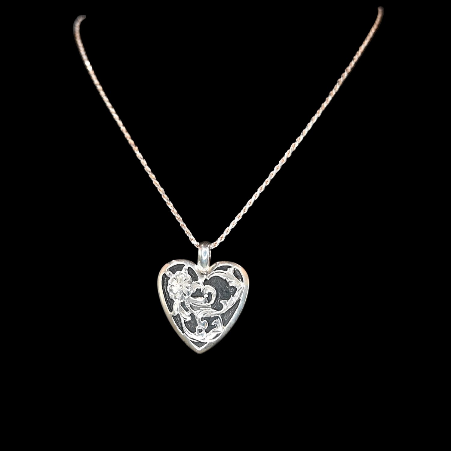 Vogt Silversmiths Lydia pendant sterling silver filigree with oxidized background