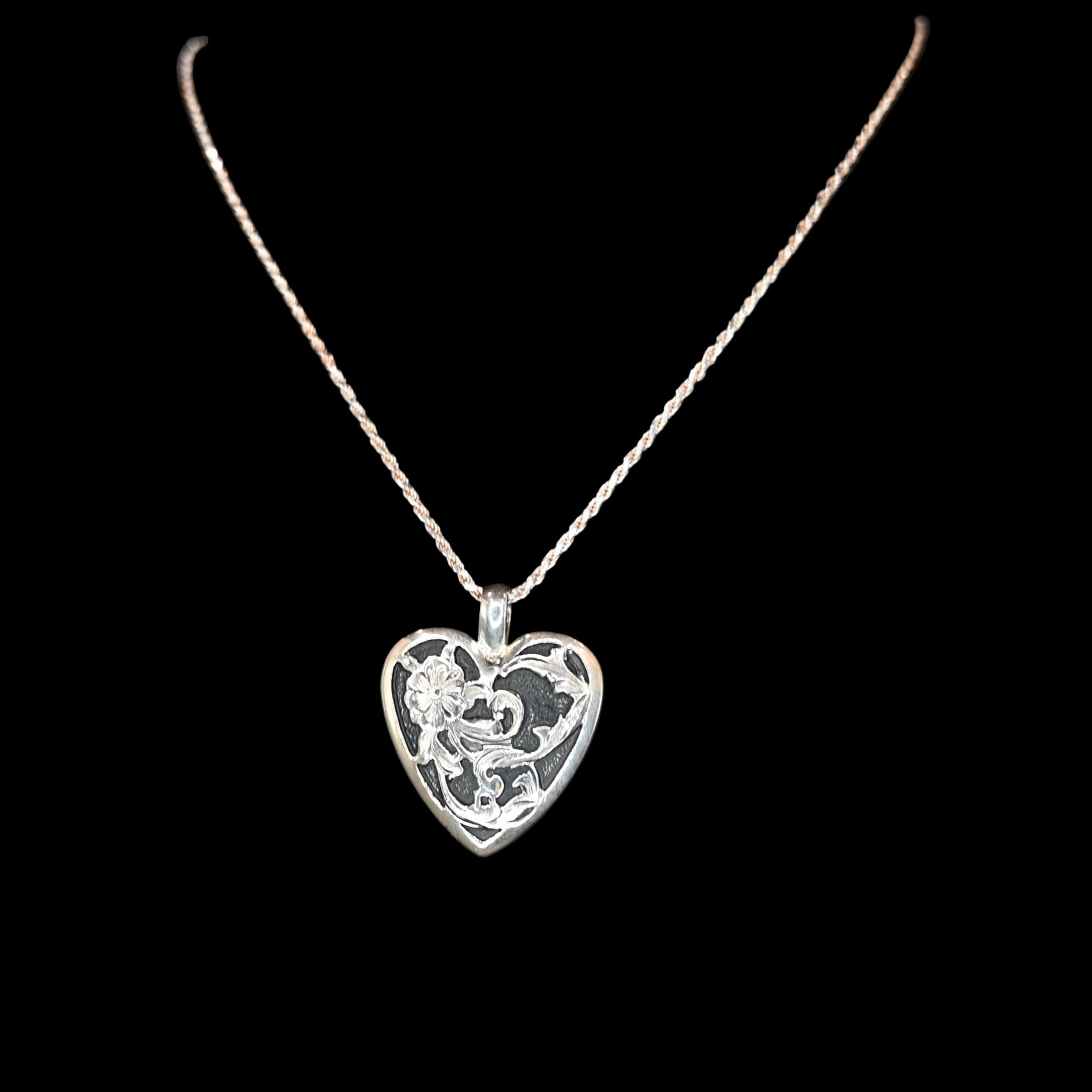 Vogt Silversmiths Lydia pendant sterling silver filigree with oxidized background