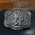 Blazin Roxx rectangle buckle with smooth edge, cactus centerpiece, and feather design