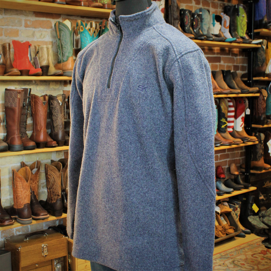 Woolover-indigo Stormy Kromer view of pullover