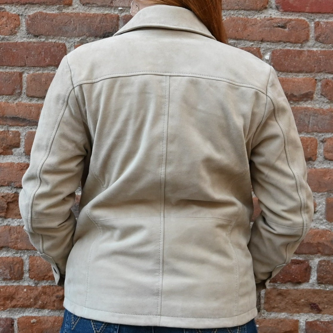 Amsterdam Heritage Dakota Suede Shirt in Off White view of back