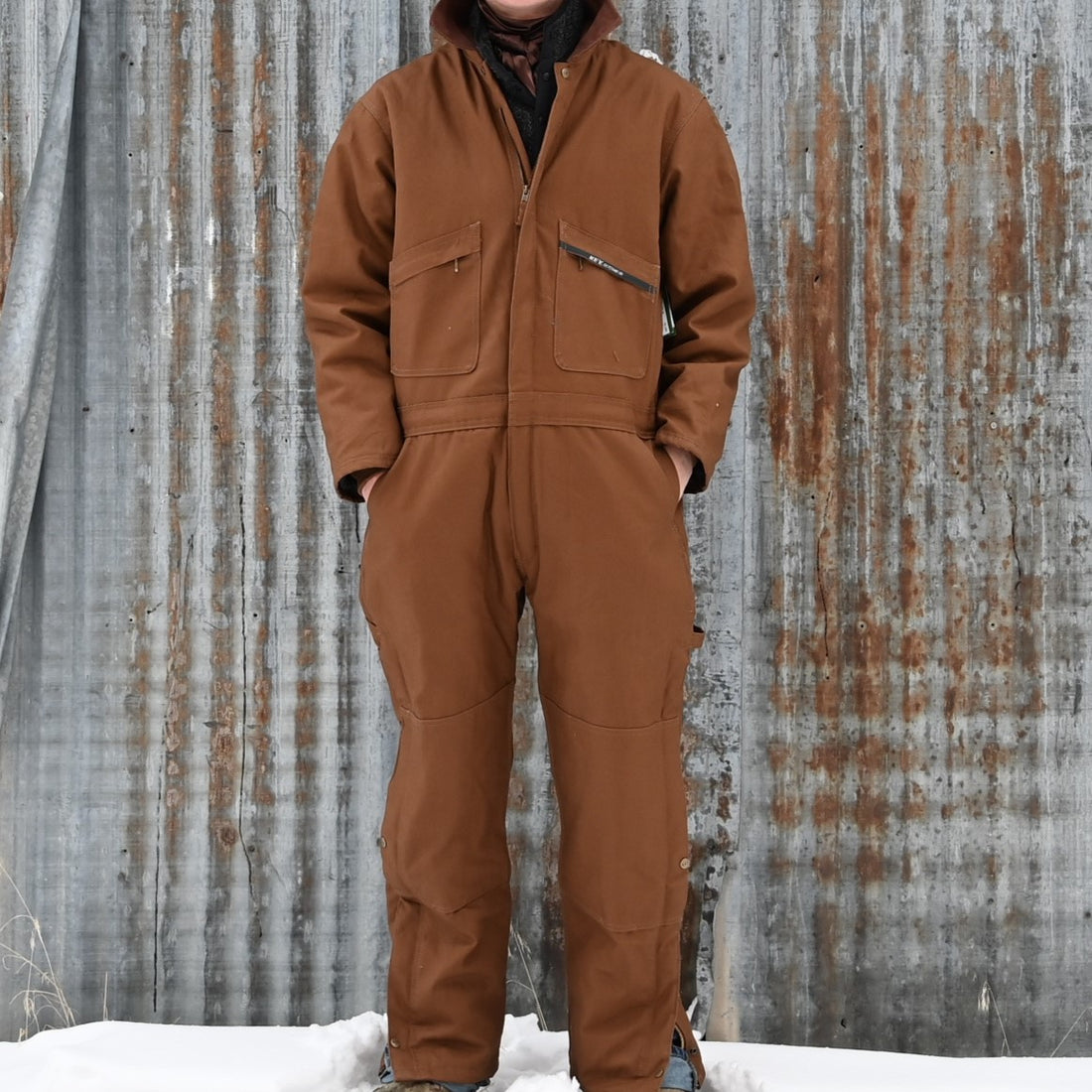 Key Ind Insulated Coverall in Saddle view of coveralls