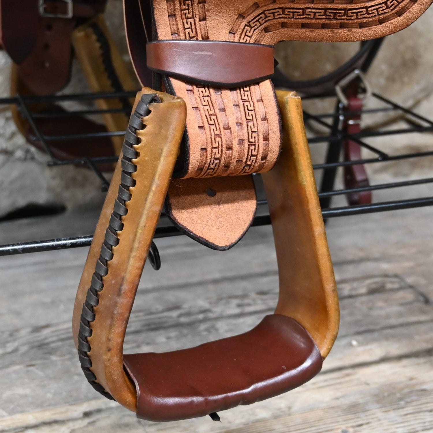 Billy Cook 15&quot; Wade Rancher T Border Saddle view of stirrup
