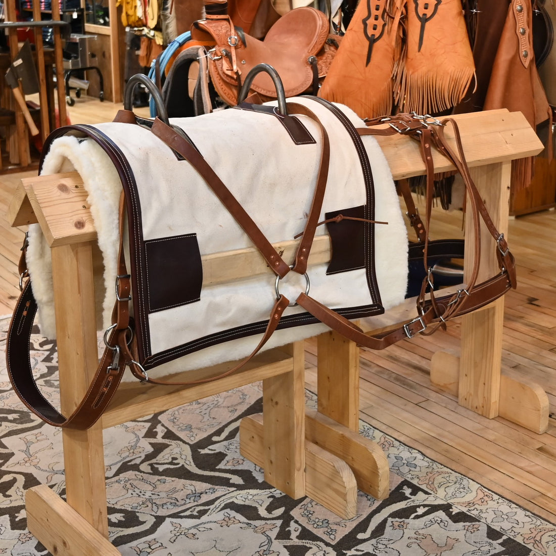 View of Traditional Decker Single Rigged Mule Bars by Valkyrie Equine