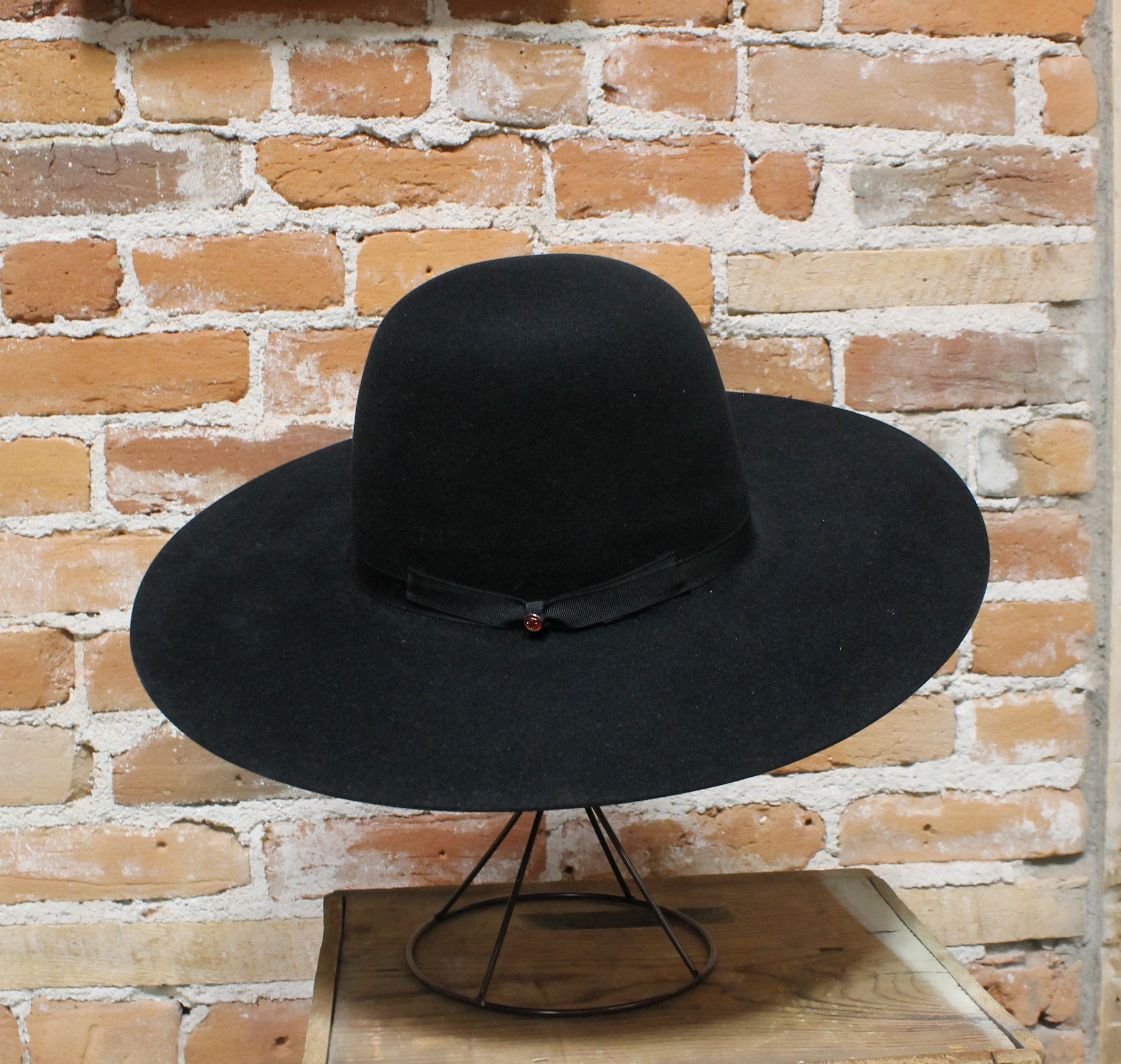 Tacchino Open Crown Western Hat in Black