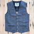 Schaefer McAllin wool vest in heather gray windowpane pattern with snap front