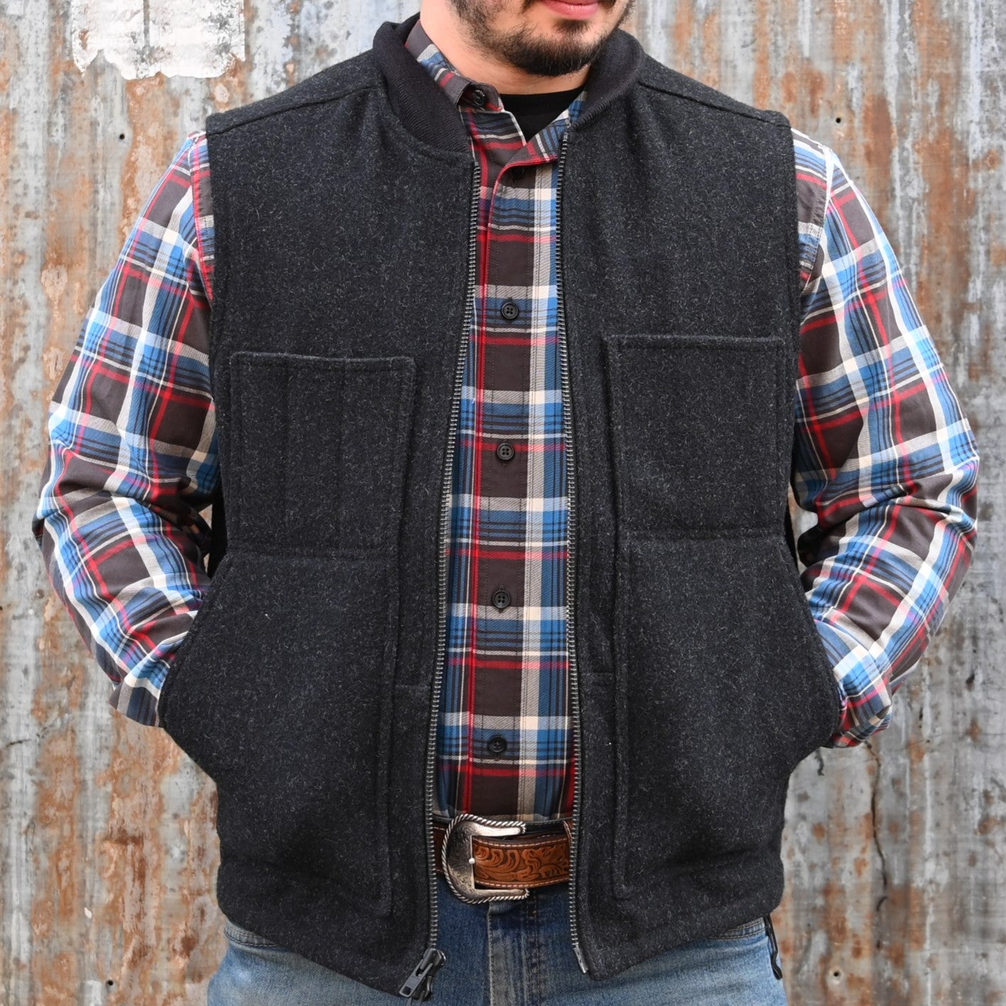 Filson Wool Men's Wool Work Vest Filson Lined Mackinaw Wool