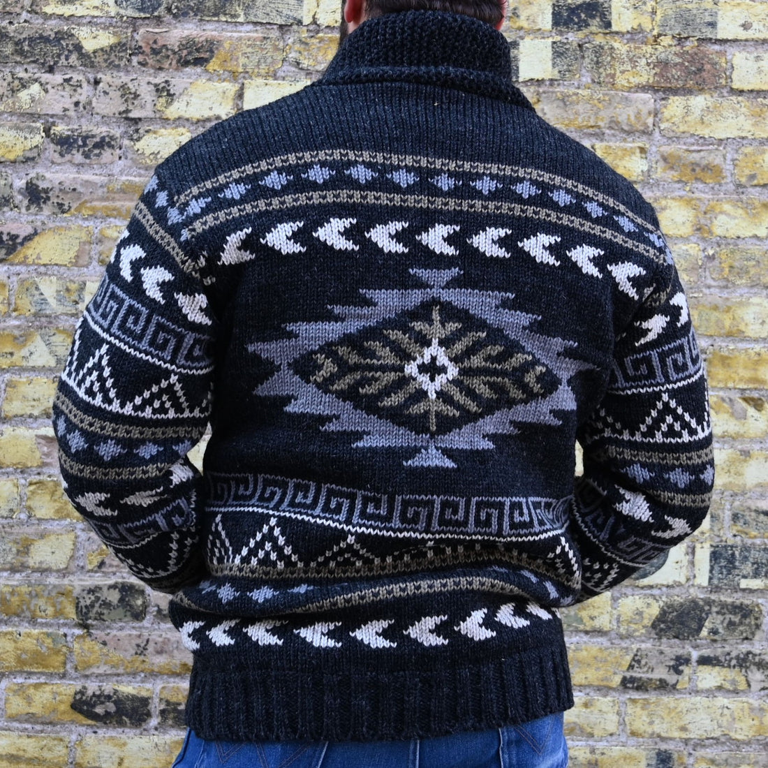 View of back of sweater