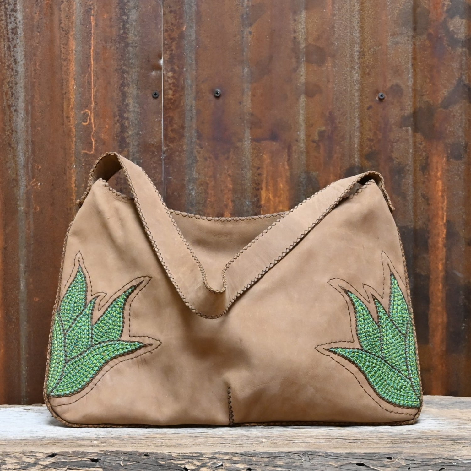 Purse with Green Leaves view of back