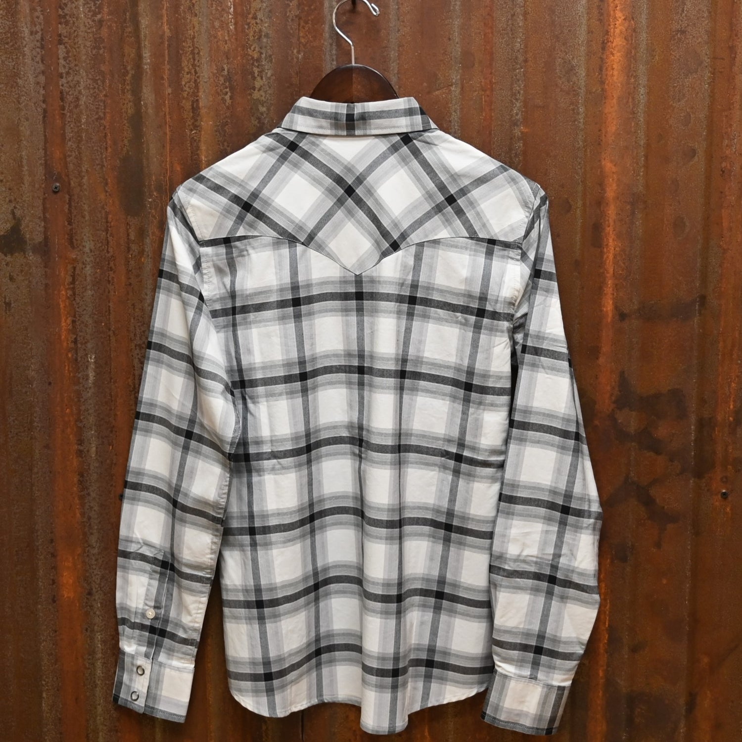 Kimes Ranch Ladies Matadora Plaid Top view of back