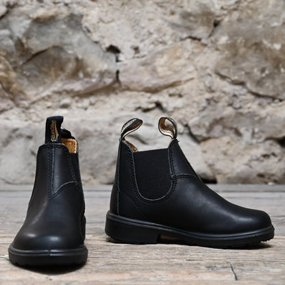 Youth Blundstone Slip On In Black view of front and side