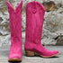 Macie Bean If Karlee were a Cowgirl Boots in Hot Pink Suede view of front and side