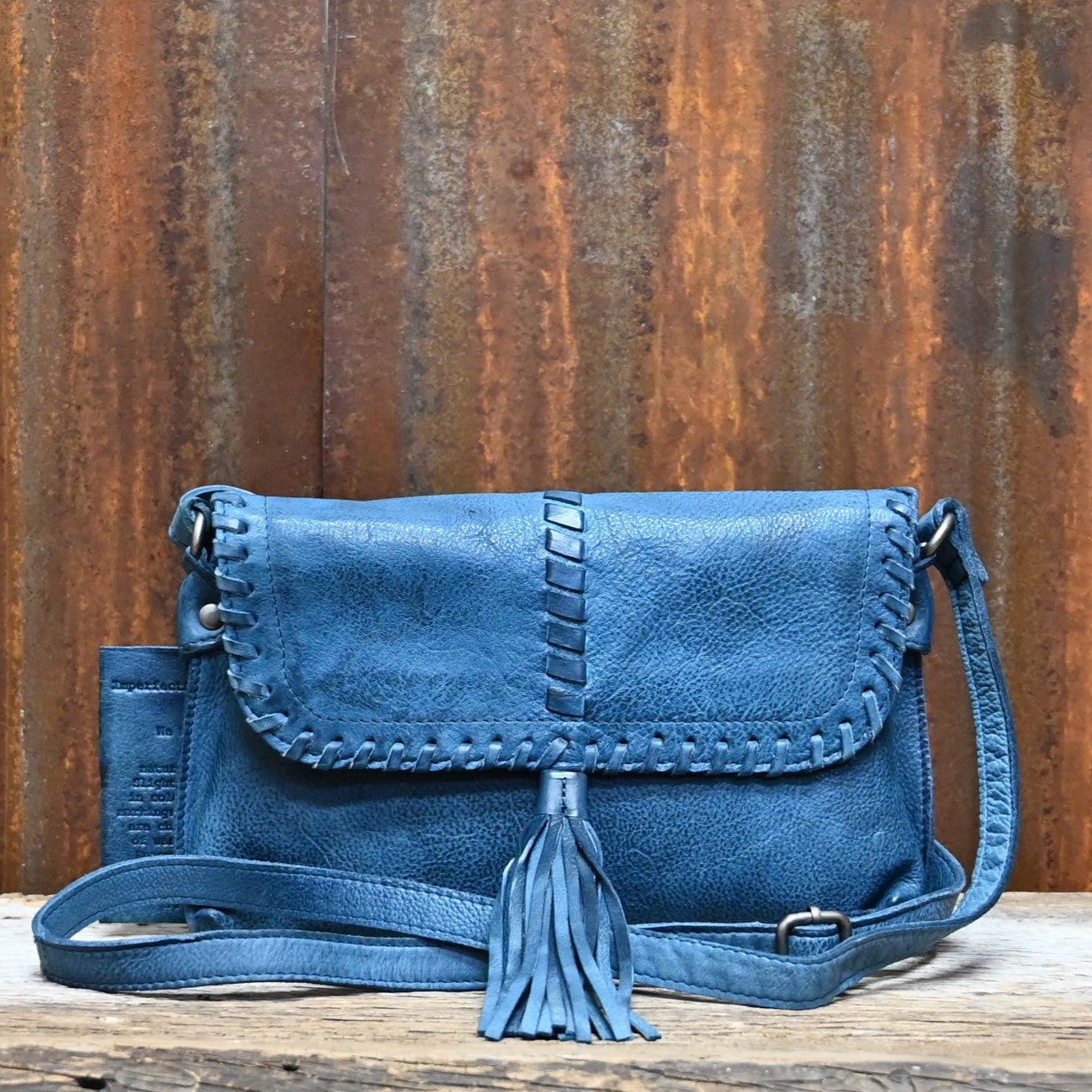 Latico Freya Crossbody with Whipstitch Border and Front Tassel view of front