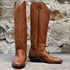 17" Tall Leather Polo Style Boot W/Brown Mule Vamp view of front and side