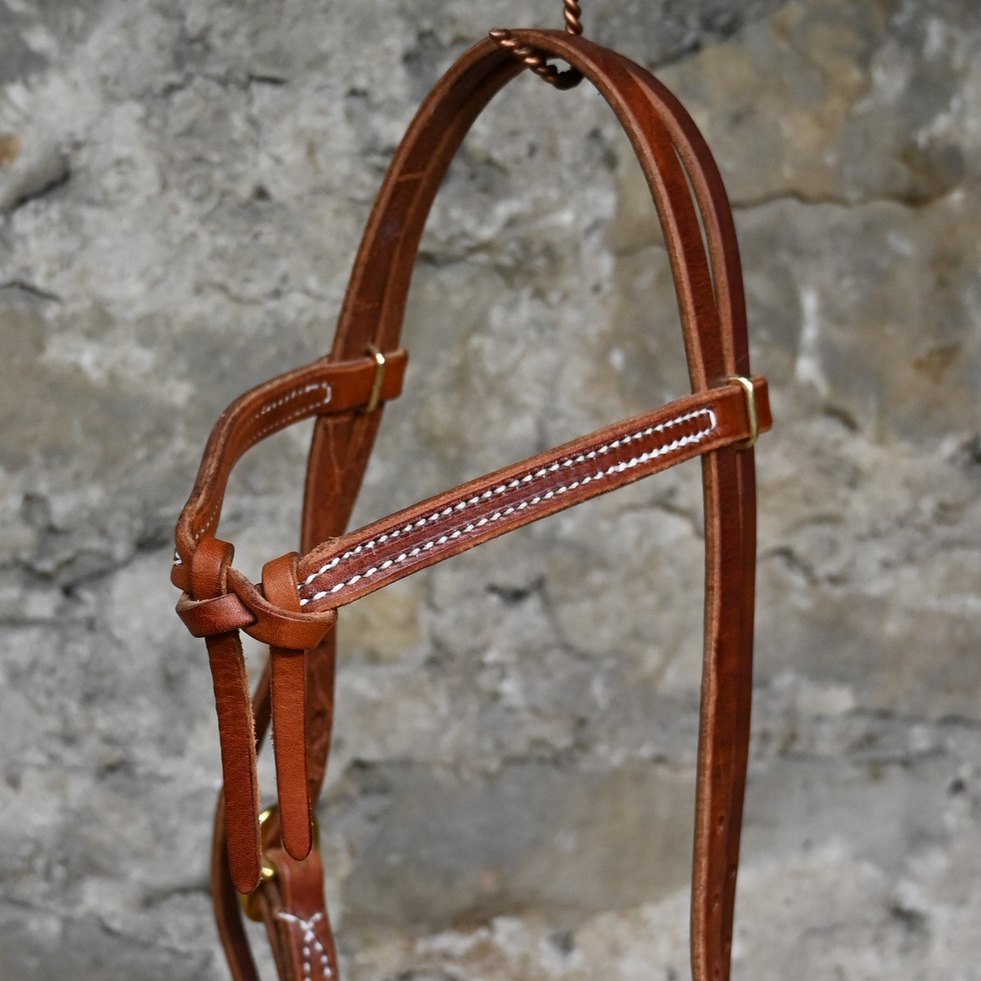 Knoted Browband Headstall with Ties close up view of headstall