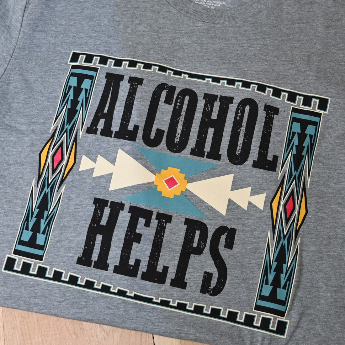 Alcohol Helps Tee view of design
