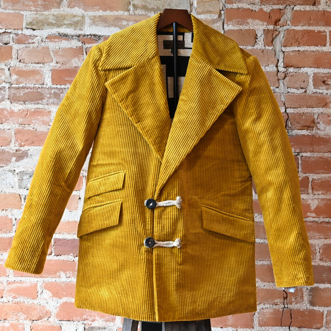 RYAN Originals Gold Corduroy Coat in golden Italian corduroy with blanket lining and horn buttons