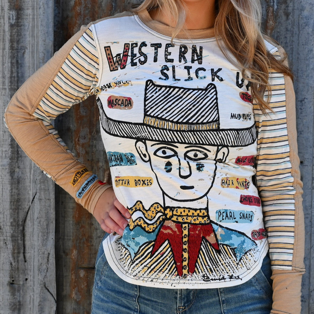 Double D Ranch Western Slick Up Tee in Graphic Print view of front