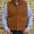 Schaefer Mens Goat Suede Vest in Honey view of front on model size XL