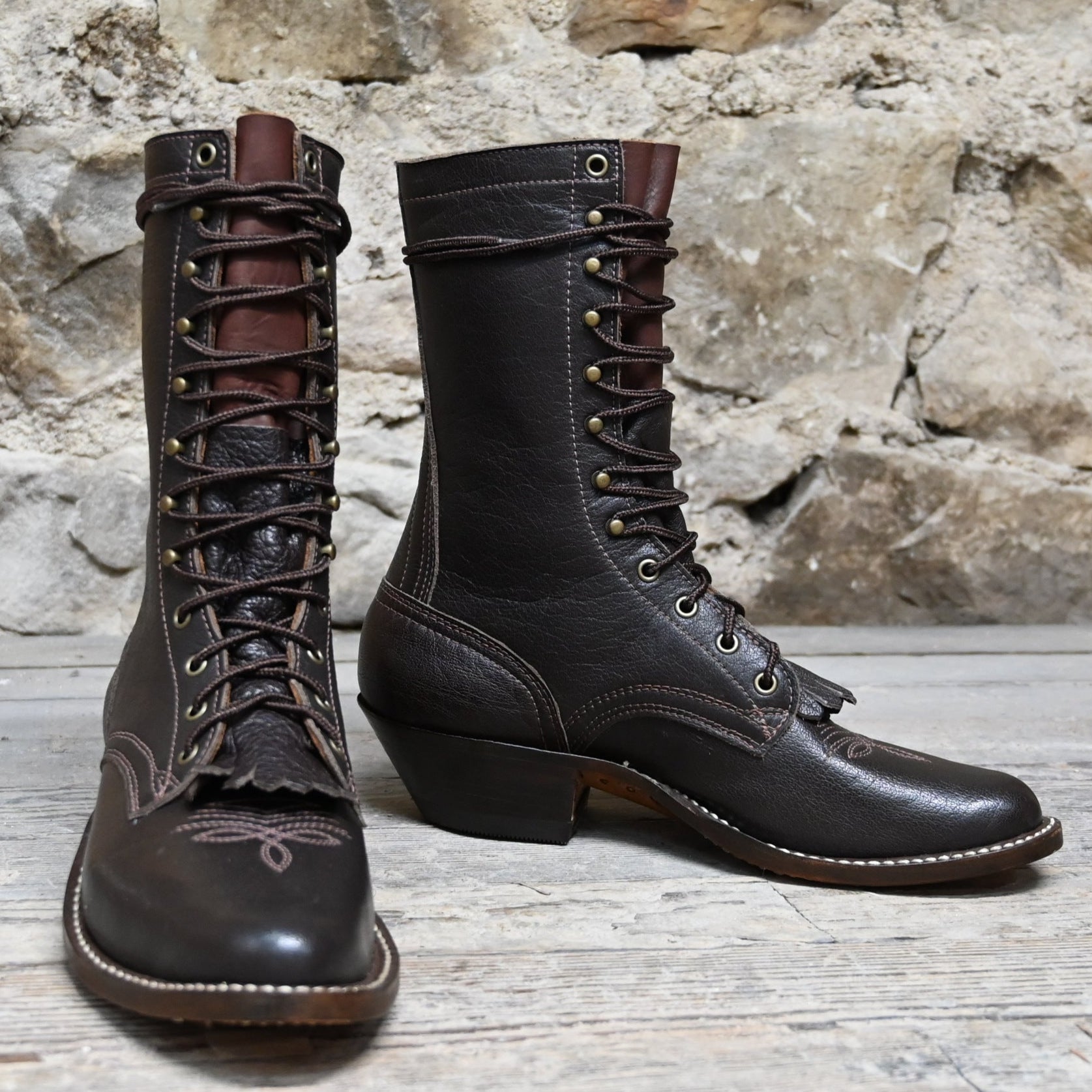 Lace up shop packer boots