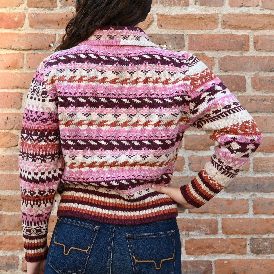 View of back of sweater