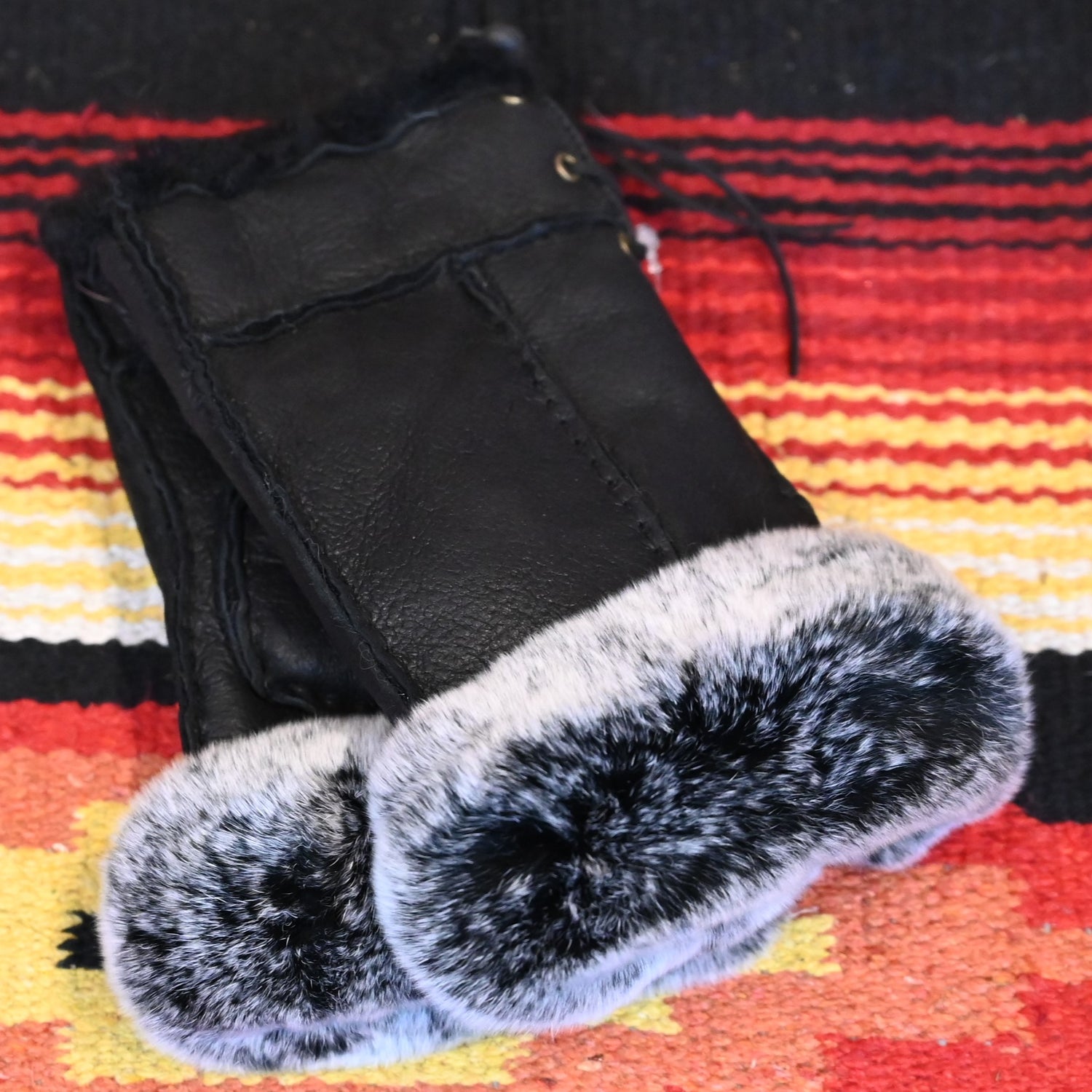 Morris Kaye Handsfree Shearling &amp; Rabbit Texting Gloves view of gloves