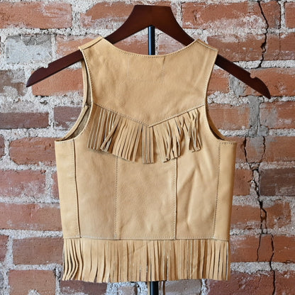 Southbay Leather 3B kids leather vest with western fringe detail