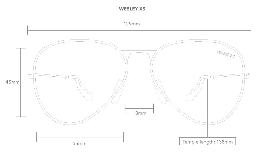 Wesley XS in Rose Gold/Brown view of fit guide