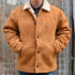 Schaefer Mens Shearling Coat view of front of jacket on model size XL