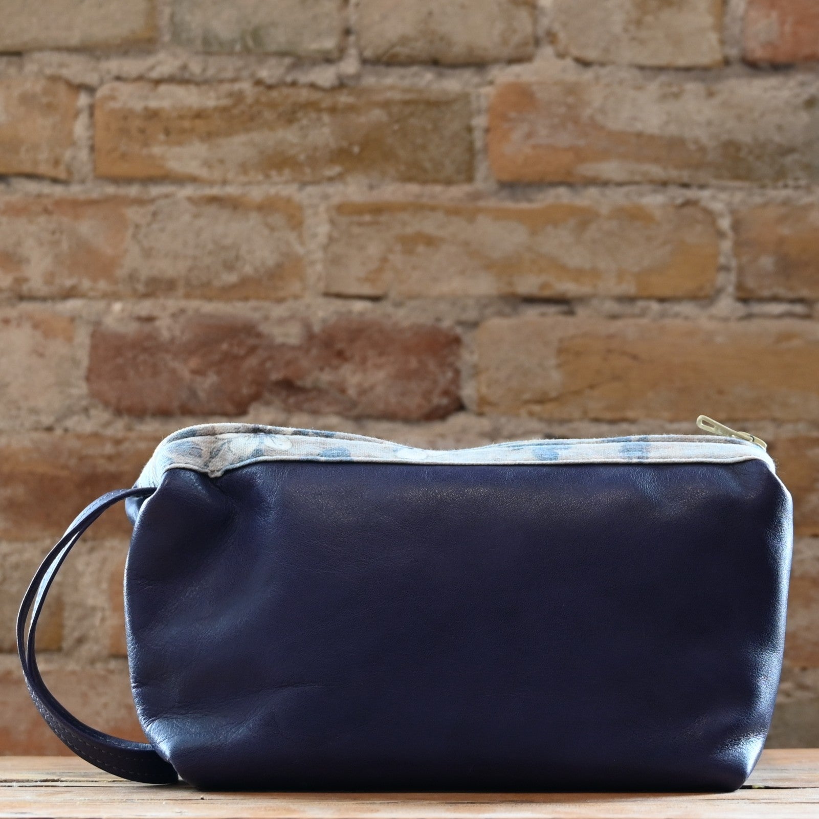 View of dark blue bag