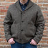 Filson Decatur Island Wool Jacket in Natural Brown view of jacket on model size XL