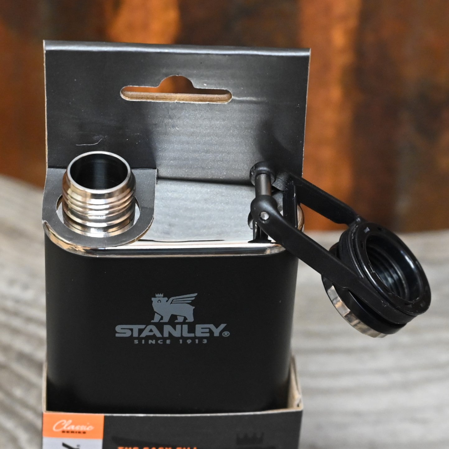 Stanley Easy Fill Wide Mouth Flask in Matte Black view of mouthpiece