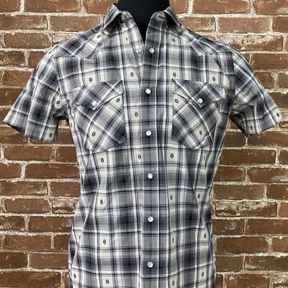 Pendleton Mens Frontier Shirt Short-Sleeve in Black Ombre view of front