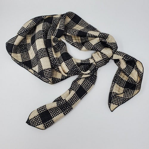 Cowboy Images Charmeuse Plaid Ivory Wild Rag 36x36, ivory plaid pattern charmeuse silk wild rag