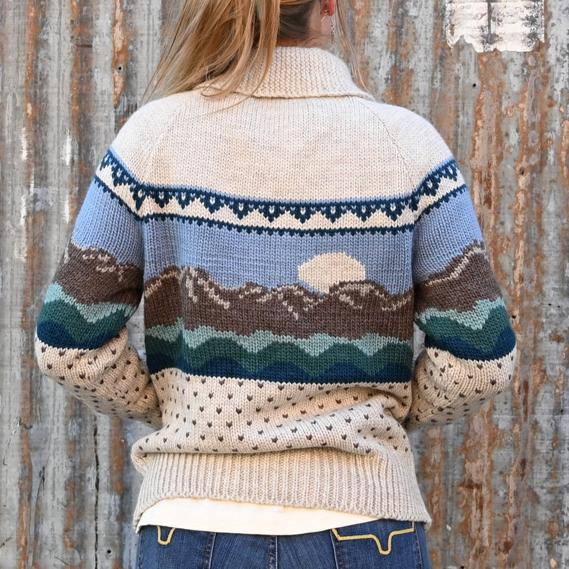 View of back of sweater