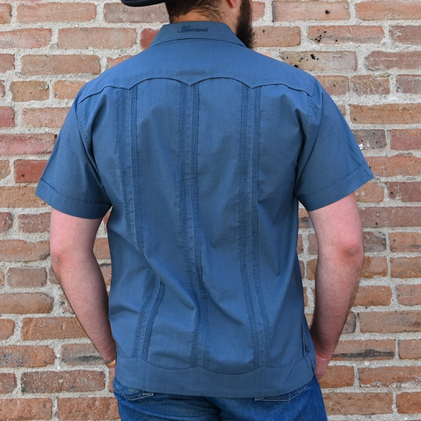 Guayabera Shirt in Midnight view of back