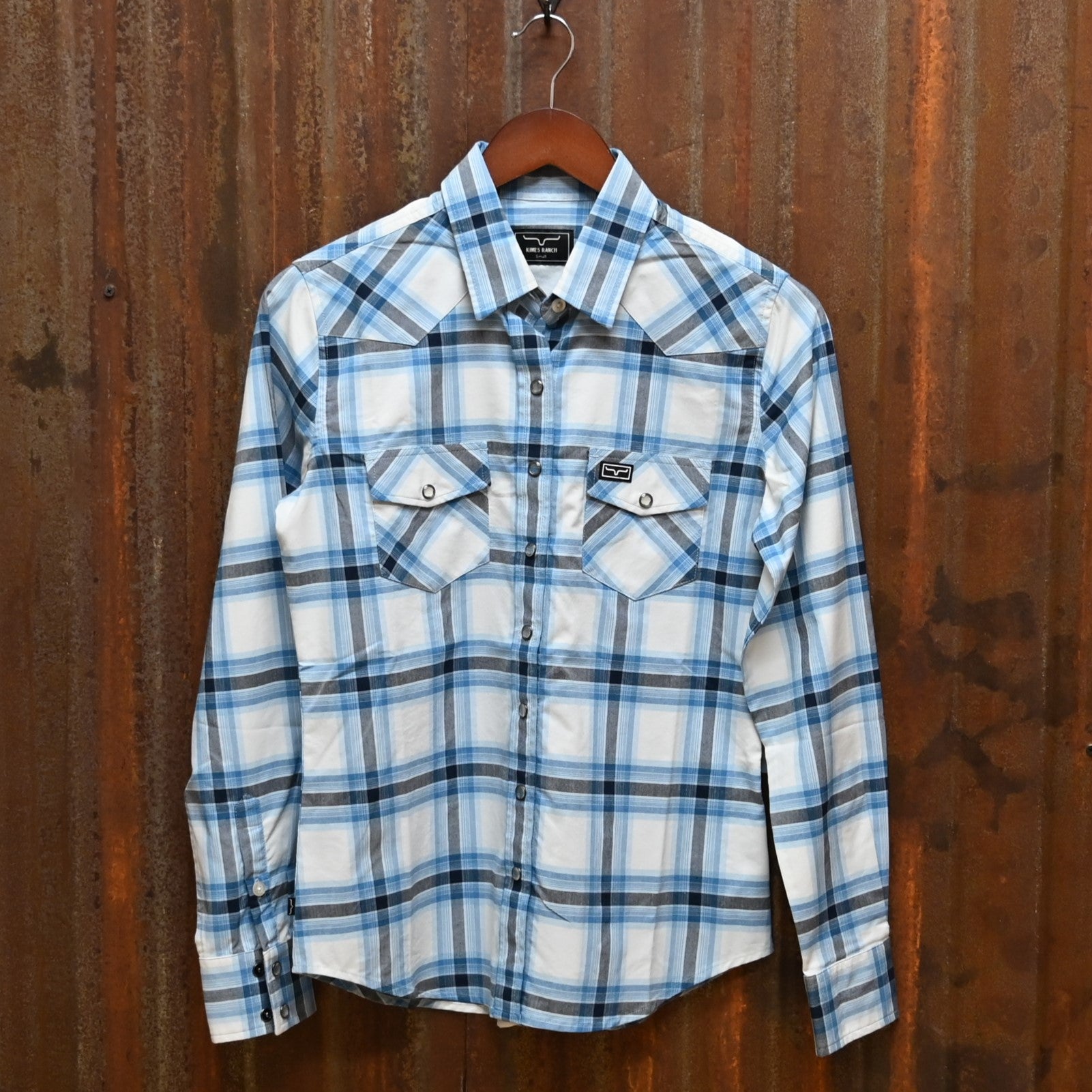 Kimes Ranch Ladies Matadora Plaid Top view of front