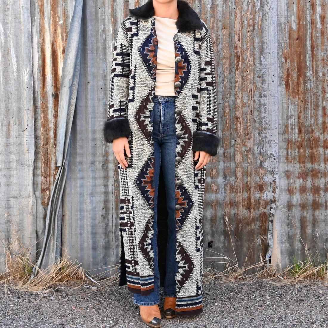 Double D Ranch Caspar Duster With Fur Collar