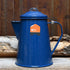 GSI blue speckled enamelware coffee pot, non-percolator style, camping kettle