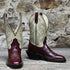 Hondo BRONC BOOT 11" Bone Top with Burgundy Soft Premium Cow Vamp view of front and side