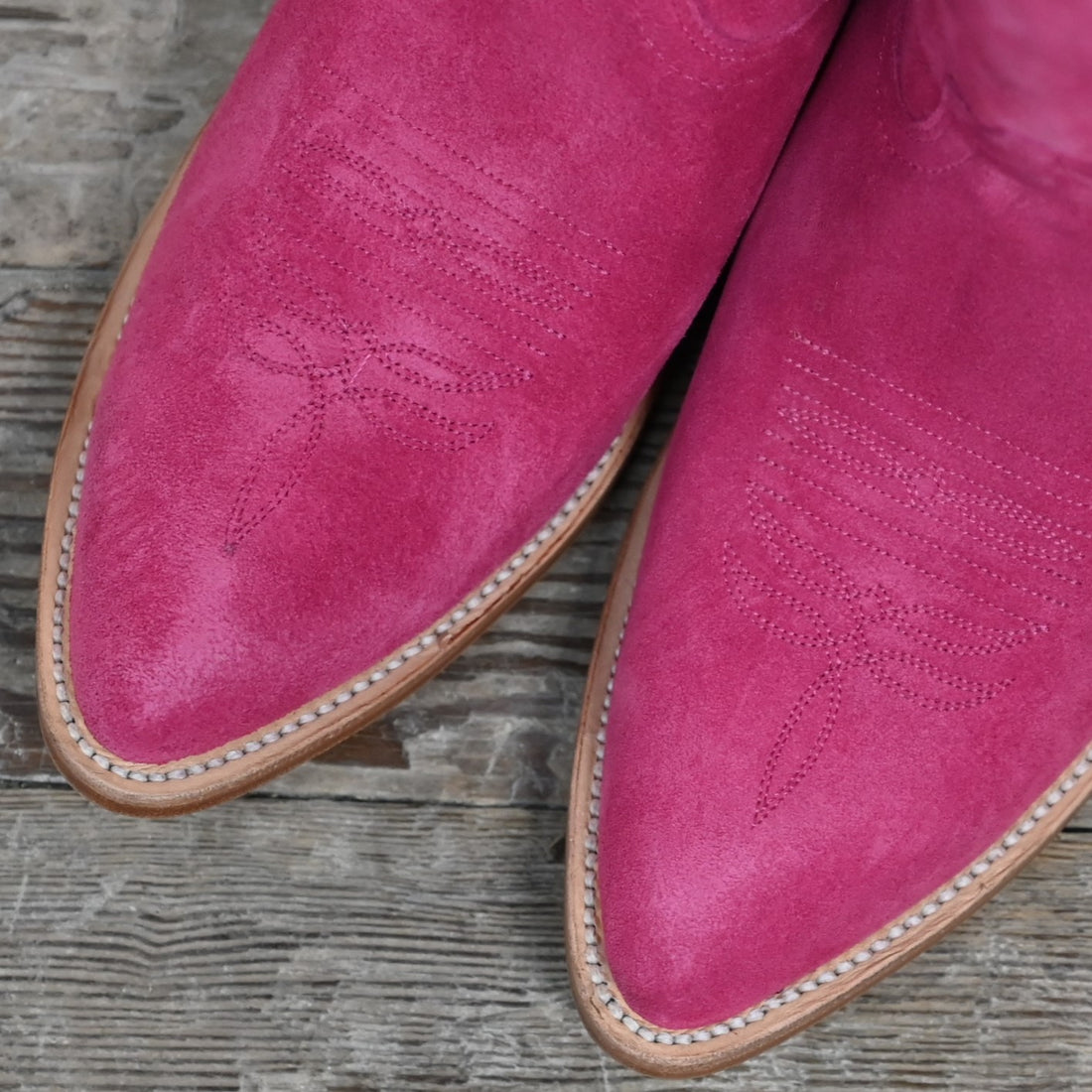 Macie Bean If Karlee were a Cowgirl Boots in Hot Pink Suede view of toe
