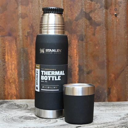 Stanley Unbreakable Thermal Bottle in Foundry Black view of lid