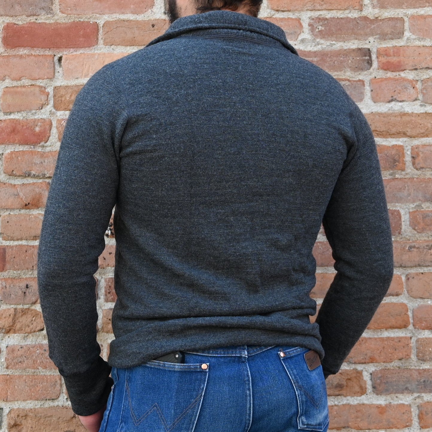 View of back of sweater