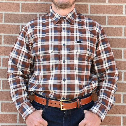 View of front of shirt in brown gray